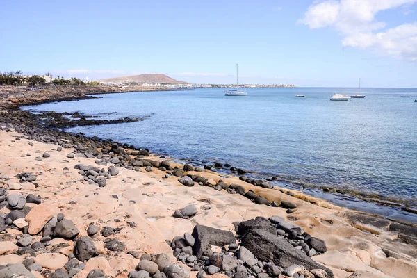 Lanzarote Beach Landscape Tropical Volcanic Canary Islands Spain — Stock Photo, Image