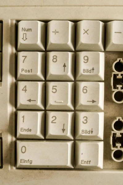 Close-up of vintage pc computer keyboard