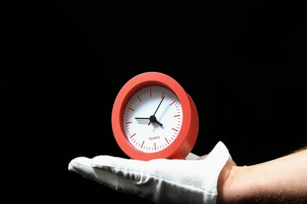 Ceasul Mână Fundal Negru — Fotografie, imagine de stoc