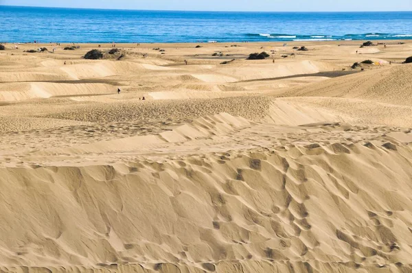 Sandy Landscape Dune Desert Blue Sea Sky Background — Stockfoto