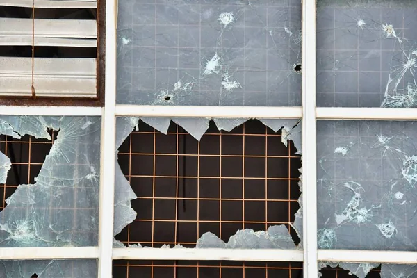 Abandoned House Broken Window Glasses — стоковое фото