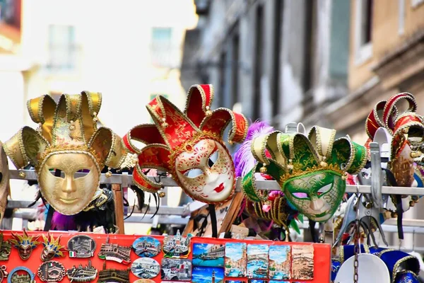 Benátské Karnevalové Masky Benátek Foto Jako Pozadí Digitální Obraz — Stock fotografie