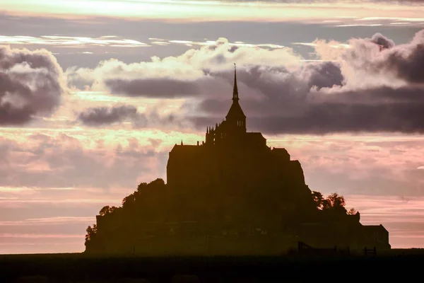 Panoramautsikt Över Den Berömda Historiska Mont Saint Michel Normandie Norra — Stockfoto
