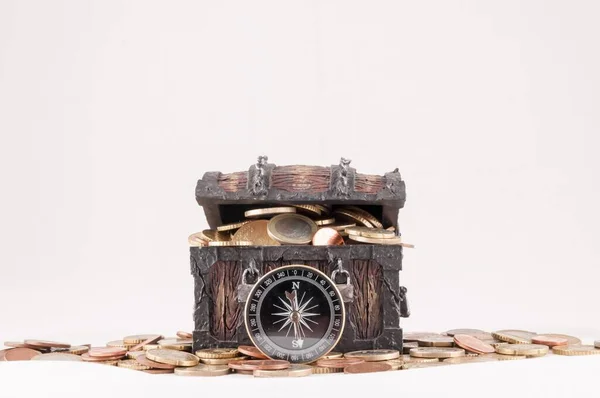 Bild Einer Business Money Konzeptidee Schatztruhe Und Geld — Stockfoto