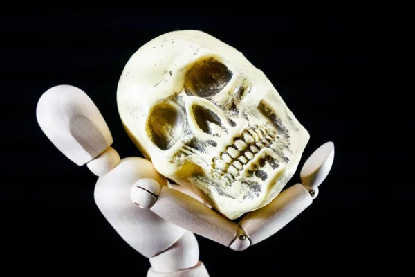 木製のダミー木製の人形頭蓋骨のアートマネキン — ストック写真