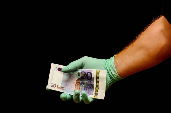 Euro Européen Monnaie Billets Monnaie Main Droite — Photo