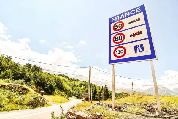 Road sign in the mountains in France