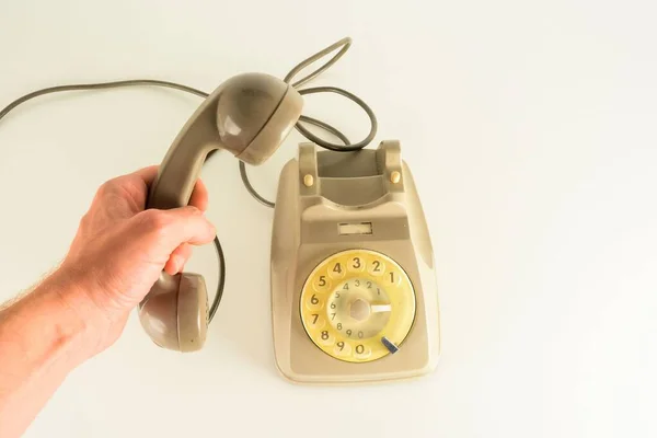 Vintage Τηλέφωνο Λευκό Φόντο — Φωτογραφία Αρχείου