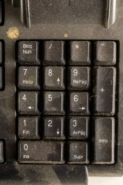 Close Black Dirty Keyboard — Stock Photo, Image