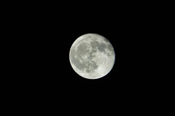 Looking Black Night Sky Cropped Full Moon — стоковое фото