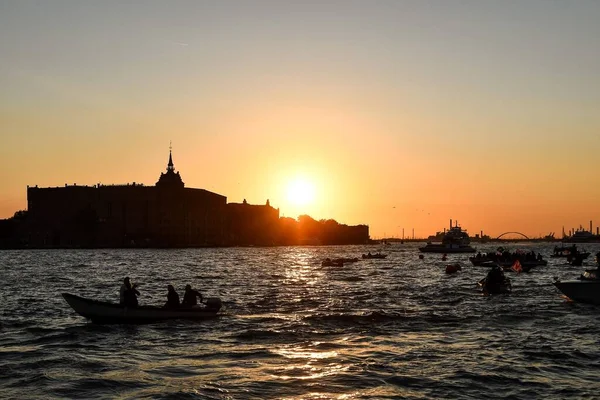 Zachód Słońca Nad Zatoką Morską Wenecji Włochy — Zdjęcie stockowe