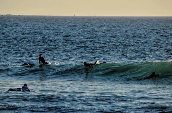 Sylwetka Surfer Zachodzie Słońca Teneryfie Wyspy Kanaryjskie Hiszpania — Zdjęcie stockowe
