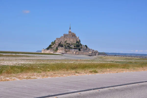 Vista Panorámica Famosa Isla Mareomotriz Mont Saint Michel Normandía Norte —  Fotos de Stock
