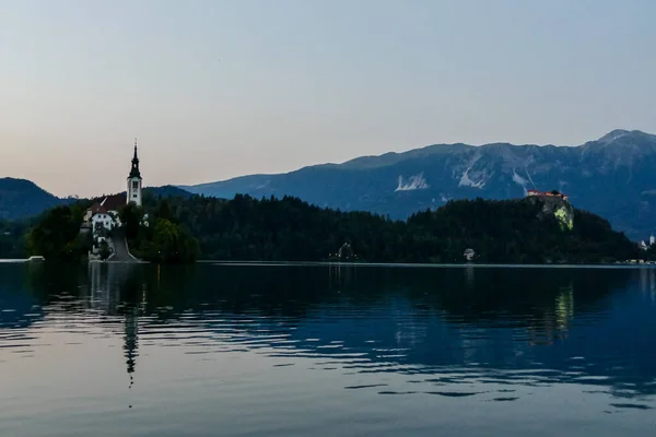 Озеро Блаженна Словенія Красива Фотографія Цифрової Фотографії — стокове фото