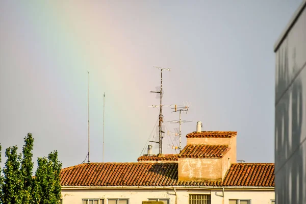 antenna on the roof, photo as a background, digital image