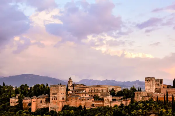 Blick Auf Die Historische Stadt Granada Andalusien Stockbild