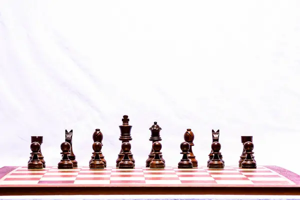 Bild Det Klassiska Träschackpjäsen Stockfoto