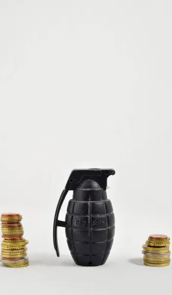 Stock image Money for War Concept Hand Grenade and Money