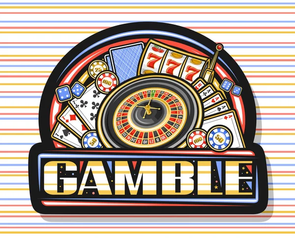 Logo Vectorial Para Gamble Letrero Oscuro Para Casino Con Ilustración — Vector de stock