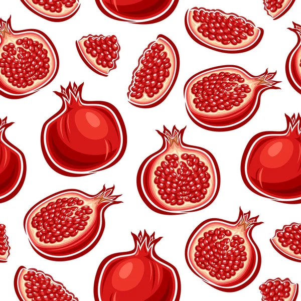 Vector Pomegranate Seamless Pattern Repeating Background Cut Out Illustrations Whole — Stock Vector