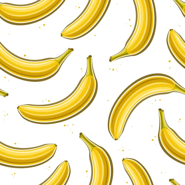 矢量香蕉无缝图案 正方形重复背景 插画完整的黄熟香蕉 一组扁平的单层封闭香蕉果 在白色背景上供家庭内部食用 — 图库矢量图片