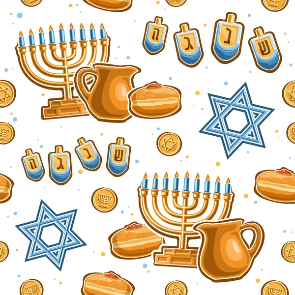 Padrão Sem Costura Vector Hanukkah Repetindo Fundo Com Ilustrações Suporte —  Vetores de Stock