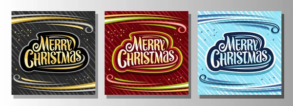 Cartes Noël Vectorielles Carrés Diverses Affiches Avec Des Illustrations Confettis — Image vectorielle