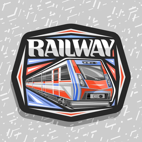 Logotipo Vectorial Para Ferrocarril Pizarra Decorativa Negra Con Ilustración Tren — Archivo Imágenes Vectoriales