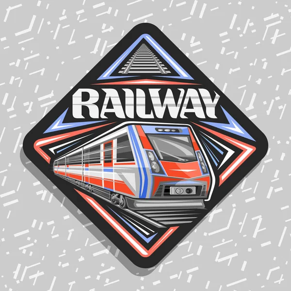 Demiryolu Için Vektör Logosu Kırmızı Hızlı Trenin Çizimi Ile Eşkenar — Stok Vektör