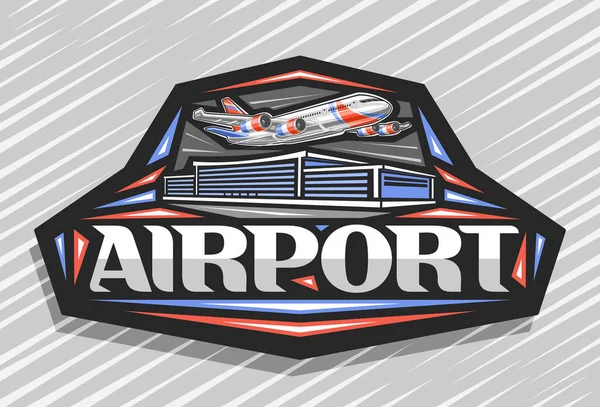 Vector Logo Airport Dark Decorative Label Illustration High Speed Red — Stock Vector