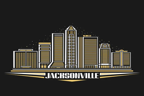 Illustration Vectorielle Jacksonville Carte Noire Avec Design Linéaire Célèbre Paysage — Image vectorielle