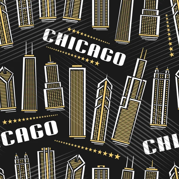Вектор Chicago Seamless Pattern Квадратный Повторяющийся Фон Иллюстрацией Знаменитого Городского — стоковый вектор
