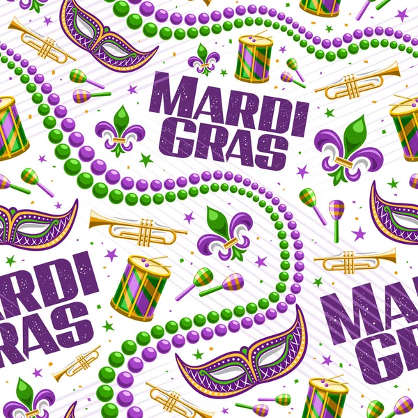 Vector Mardi Gras Seamless Pattern Repeat Background Illustrations Fleur Lis — Archivo Imágenes Vectoriales