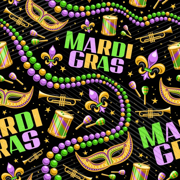 Vector Mardi Gras Seamless Pattern Repeat Background Illustrations Fleur Lys — Archivo Imágenes Vectoriales