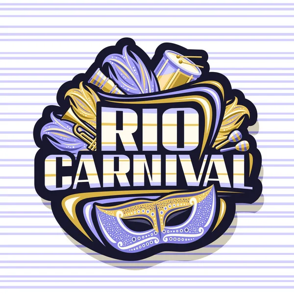 Vector Logo Rio Carnival Dark Decorative Tag Illustration Purple Venice — Vector de stock