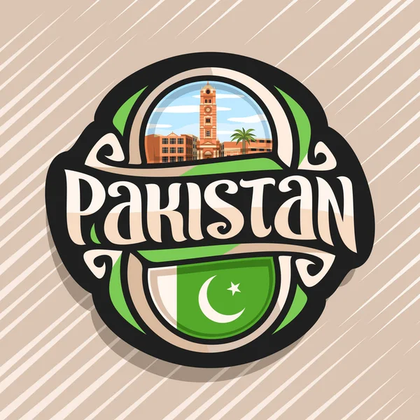 Logo Vectoriel Pour Pays Pakistan Aimant Réfrigérateur Avec Drapeau État — Image vectorielle