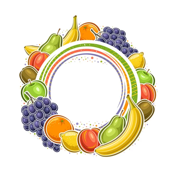 Cornice Vettoriale Frutta Con Spazio Vuoto Testo Pubblicitario Cartello Decorativo — Vettoriale Stock