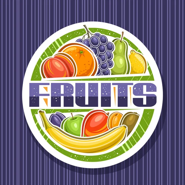Vector Logo Fruits White Decorative Signboard Illustration Group Sweet Peach — Stock Vector
