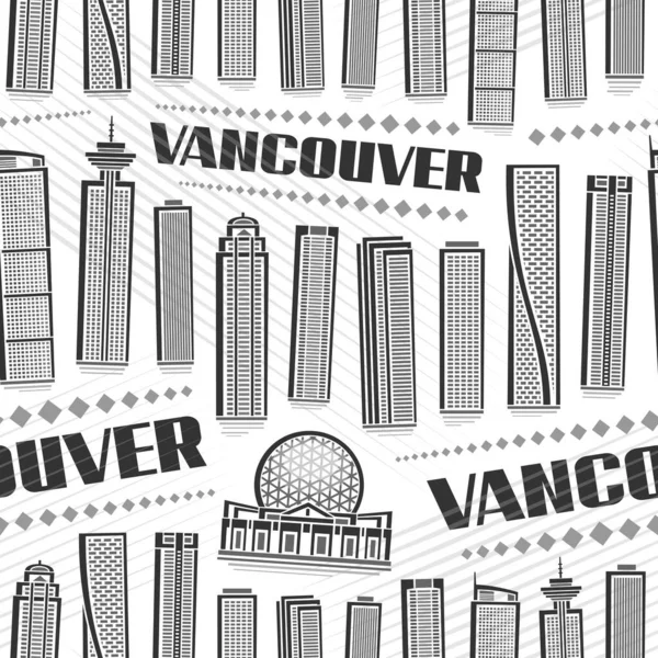 Vector Vancouver Seamless Pattern Repeat Background Illustration Famous Vancouver City — 스톡 벡터
