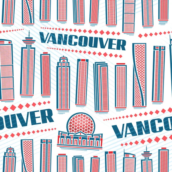 Vector Vancouver Seamless Pattern Repetir Fondo Con Ilustración Paisaje Moderno — Vector de stock