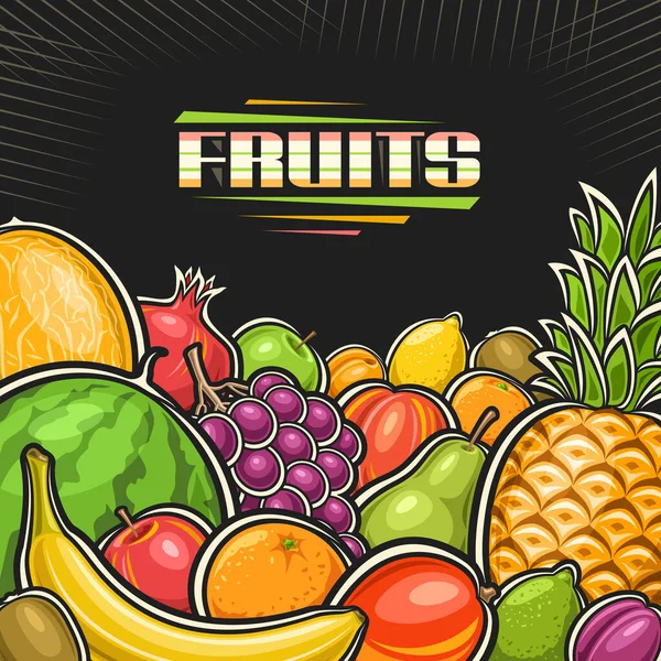 Illustrazione Vettoriale Frutta Con Spazio Copia Plackard Decorativo Con Illustrazione — Vettoriale Stock