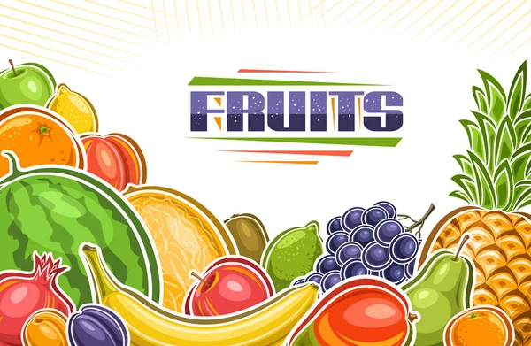 Ilustração Vetorial Frutas Com Espaço Cópia Cartaz Horizontal Decorativo Com — Vetor de Stock