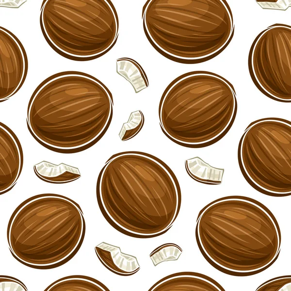 Vector Coconut Seamless Pattern Fond Répétition Décoratif Avec Illustration Découpée — Image vectorielle