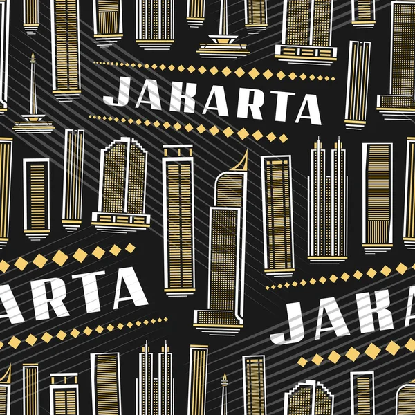 Vector Jakarta Sömlös Mönster Fyrkantig Upprepa Bakgrund Med Illustration Asiatisk — Stock vektor