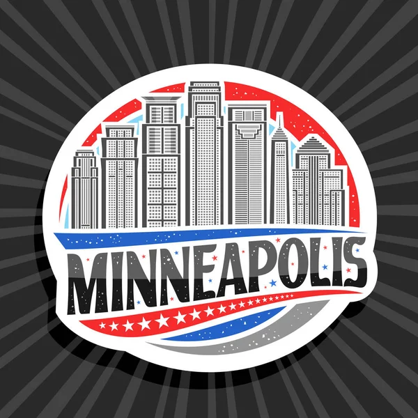 Logotipo Vetor Para Minneapolis Sinal Decorativo Branco Com Ilustração Paisagem — Vetor de Stock