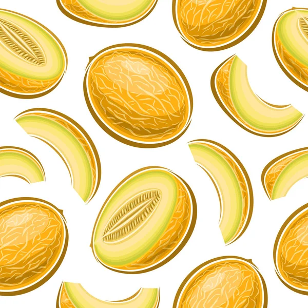 Vector Melon Seamless Pattern Fond Carré Répétition Avec Des Illustrations — Image vectorielle