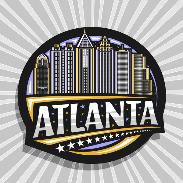 Vector Logo Voor Atlanta Zwart Decoratief Label Met Lijnillustratie Van — Stockvector
