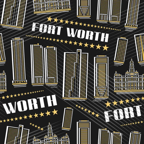 Vector Fort Worth Seamless Pattern Square Backend Illustration Famous American — 스톡 벡터