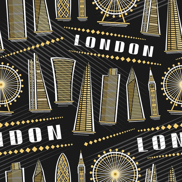 Вектор London Seamless Pattern Квадратный Повторяющийся Фон Иллюстрацией Знаменитого Лондонского — стоковый вектор