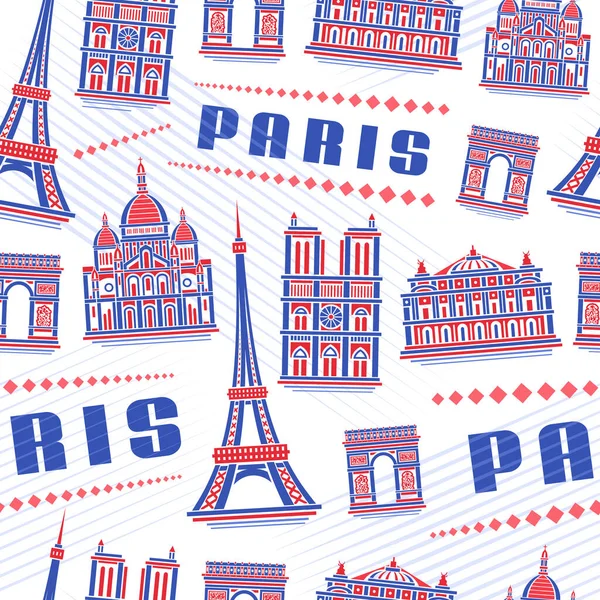 Vector Paris Seamless Pattern Quadrata Ripetizione Sfondo Con Illustrazione Del — Vettoriale Stock